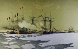 Brise-glace dans le Liman du Dniepr pour le passage des batteries flottantes, 1855-1856 - Antoine Leon Morel Fatio