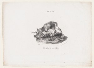 Un cerf et un lynx, 1834