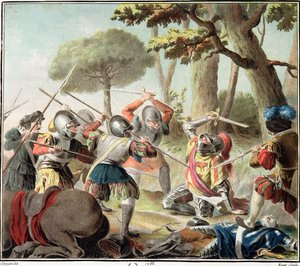 Gaston de Foix (1488-1512) tué à la bataille de Ravenne, gravé par Roger, 1788