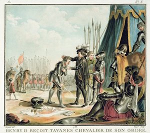 Henri II (1519-59) reçoit Jean de Tavanes comme chevalier dans son ordre, gravé par Roger, 1788 - Antoine Louis Francois Sergent Marceau