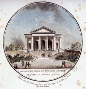 Maison de Monsieur le Chevalier, architecte, Paris. Dans vues pittoresques des principaux bâtiments de Paris par Sergeant - Antoine Louis Francois Sergent Marceau