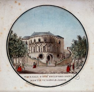 La halle aux veaux du boulevard Saint-Germain vue du jardin, Paris. Dans vues pittoresques des principaux édifices de Paris par Sergent