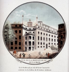 Vue de la maison de Monsieur de La Haye au coin de la rue Caumartin, Paris, construite selon les dessins de l