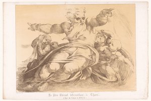 La création de la terre à partir du chaos par Dieu (Le père éternel débrouillant le chaos)