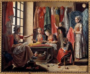 Un atelier de couture à Arles en 1760. Peinture par Antoine Raspal 1760. Arles, Musée Réattu - Antoine Raspal