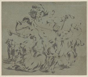 Amour en chasseur avec des chiens