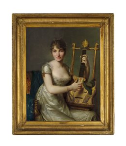 Portrait de Madame Larmoyer, trois-quarts de longueur, tenant une lyre