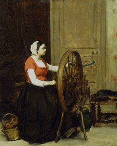 Femme et roue à filer - Antoine Vollon