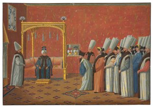 La présentation du comte de Vergennes, ambassadeur de Louis XV, au sultan Uthman III dans la salle du trône du palais de Topkapi le 3 juin 1755 - Antoine de Favray