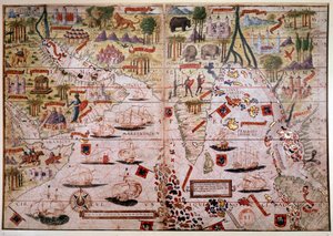 Atlas nautique des Indes portugaises. Page du manuscrit de l