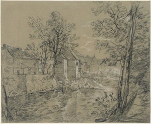 Maisons au bord de la rivière (maisons sur la Weißeritz dans la vallée de Plauen près de Dresde) - Anton Graff