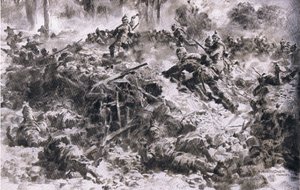 Les Grenadiers du Roi de Wurtemberg perçant les positions ennemies dans les Argonnes, de L