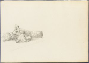 Portrait présumé de Sultana Hadigé assise sur un canapé - Anton Ignaz Melling