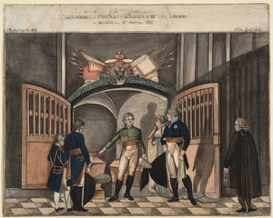 Près des cendres de Frédéric le Grand. Tsar Alexandre Ier, Roi Frédéric-Guillaume III et Louise de Prusse - Anton Ignaz Vogel