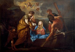 La fuite en Égypte La sainte famille embarque sur un bateau. - Anton Maria Piola