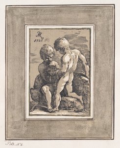 Deux enfants jouant avec un agneau, 1725