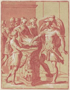 Mucius Scaevola mettant sa main dans le feu - Anton Maria Zanetti I after Parmigianino