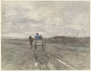 Chariot de paysans sur un chemin de campagne