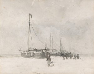Bateaux de pêche sur la plage en hiver - Anton Mauve