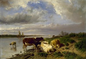 Paysage avec bétail