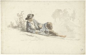 Homme allongé au sol, au repos