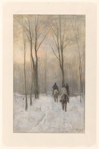 Cavaliers dans la neige dans le Haagse Bos - Anton Mauve
