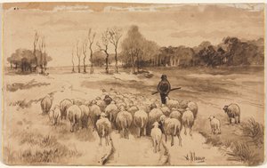 Berger avec son troupeau, vers 1870 - Anton Mauve