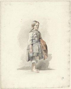 Fille debout avec cruche et manteau sous le bras - Anton Mauve