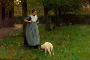 Femme de Laren avec un agneau - Anton Mauve