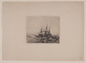 Une brigantine en mer agitée