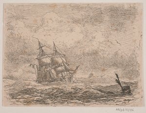 Une brigantine en mer agitée