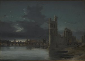 Tour Saint-Jacques et Notre-Dame, Paris. Soir - Anton Melbye