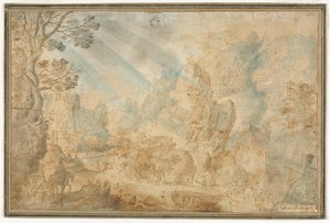 Paysage de montagne avec figures, première moitié des années 1600 - Anton Mirou