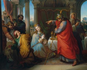 Le roi Assuérus condamne Haman à mort - Anton Petter
