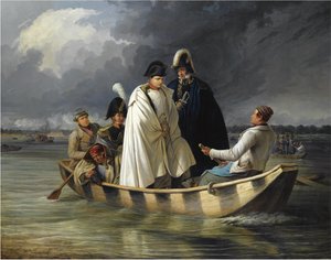 Napoléon quittant le Lobau après la défaite à la bataille d