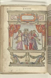Scène avec les personnifications de Gloire, Majesté, Générosité, Magnificence et Modestie tenant ensemble une couronne, 1578