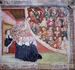 Vie de Sainte Francesca Romana : La mort de la sainte après avoir dit les vêpres, 9 mars 1440 - Antoniazzo Romano