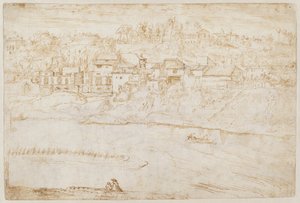 Vue de la colline du Janicule vue du Tibre (recto) - Antonie van den Wyngaerde