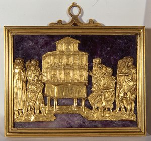 Bernardo Buontalenti (1531-1608) présentant un modèle de la façade de la cathédrale de Santa Maria del Fiore, c.1587 - Antonio (fl.1578 1624) Giambologna (1529 1608) and Susini