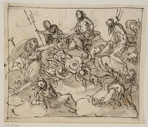 Composition allégorique avec Venise entourée de deux dieux marins, de la Renommée et d