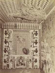 Tombe de Nakht à Thèbes, vue du mur peint et du plafond de la tombe - Antonio Beato