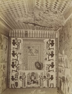 Tombe de Nakht à Thèbes, vue du mur peint et du plafond de la tombe - Antonio Beato
