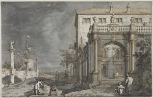 Capriccio : Un palais avec une cour près de la lagune, vers 1750-1755