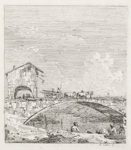 Vues : Un chariot passant sur un pont, 1735-1746 - Giovanni Antonio Canal