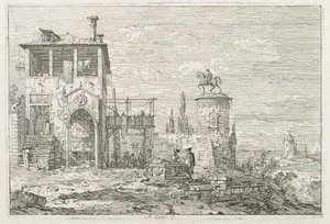 Vues : Le Monument équestre - Antonio Canaletto