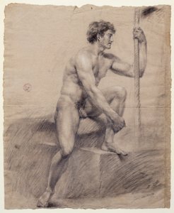 Étude de nu masculin assis sur un podium - Antonio Canova