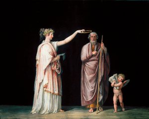 La Muse Calliope et Homère. Tempera par Antonio Canova (1757-1822), vers 1798.