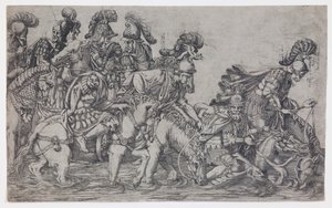 Huit cavaliers traversant une rivière - Antonio Fantuzzi