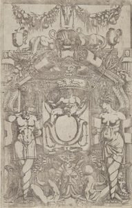Ornement avec un petit ovale vide, 1540-45