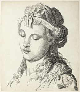 Tête de femme avec un nœud dans les cheveux (Quatre têtes) - Antonio Giuseppe Barbazza